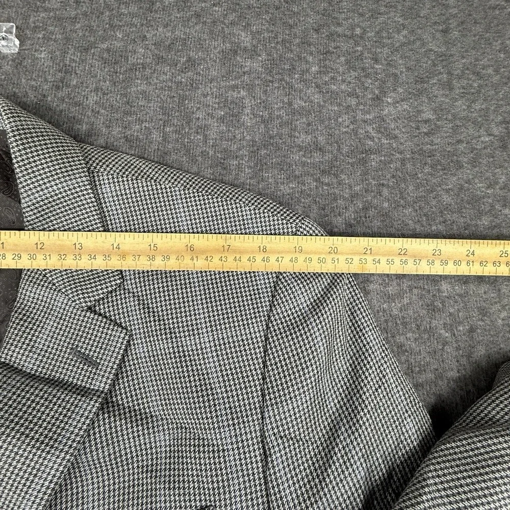 Ralph Lauren Sport‎ Jacket Mens 42L Wool Silk Cashmere Black Gray Micro Plaid